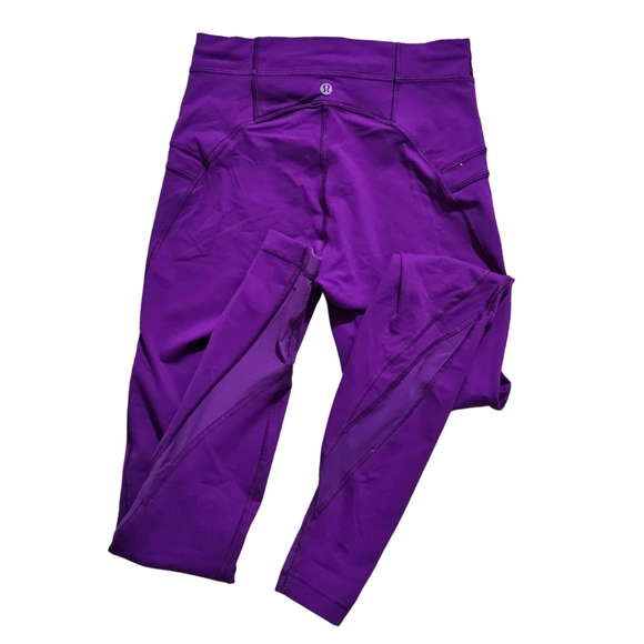 Lululemon Free Flow Full-On Luon Mesh Panel Leggings | Purple | Size 6 - Picture 3 of 7